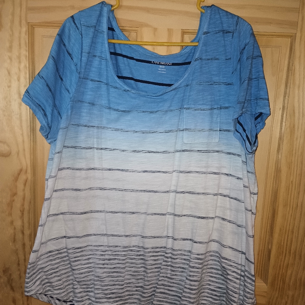 Lane Bryant Blue Ombre Short Sleeve Tee